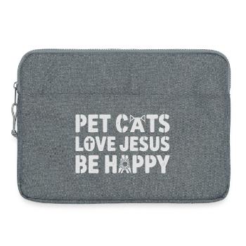 Les chats de compagnie aiment Jésus Être heureux Amoureux des chats chrétiens - Sacoche pour ordinateur portable 15 pouces - gris chiné - Devant