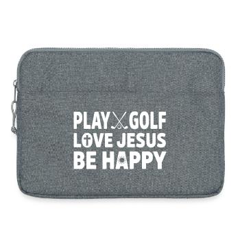 Joue au golf Aime Jésus Sois heureux Golfeur chrétien - Sacoche pour ordinateur portable 15 pouces - gris chiné - Devant