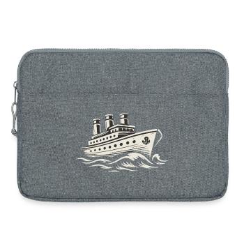 Vintage Linienschiff auf tosenden Wellen - Laptoptasche 15" - Grau meliert - Vorne