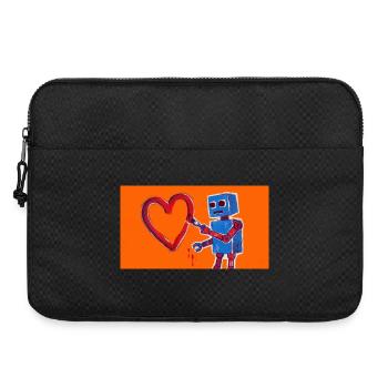 Robot heart on neon orange background - Laptop bag 15" - black - Front