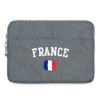 Emblème du drapeau brossé de la France - Sacoche pour ordinateur portable 15 pouces - gris chiné - Devant