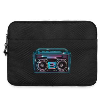 Magnétophone à cassettes au look néon lumineux des années 80 - Sacoche pour ordinateur portable 15 pouces - noir - Devant