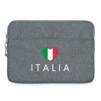 Herz mit Italien-Flagge, ich liebe Italien - Laptoptasche 15" - Grau meliert - Vorne