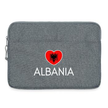 Albania Flag Heart, I Love Albania - Laptop bag 15" - heather grey - Front