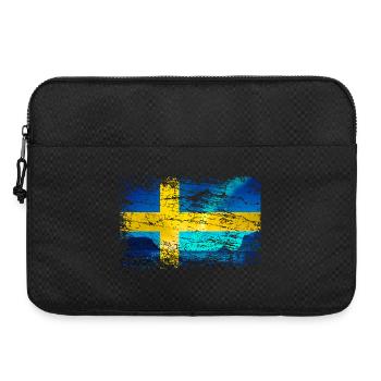 Schwedische Flagge mit Polarlicht im Vintage-Style - Laptoptasche 15" - Schwarz - Vorne