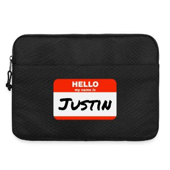 Bonjour, je m’appelle Justin Étiquette Nom Étiquette - Sacoche pour ordinateur portable 15 pouces - noir - Devant