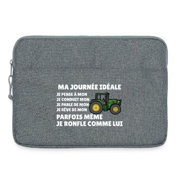 Farm tractor, farmer humor, peasant passion - Laptop bag 15" - heather grey - Front