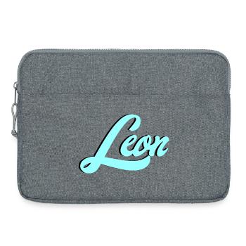 Leon Name Leuchtendes Leo Motiv für Tierliebhaber - Laptoptasche 15" - Grau meliert - Vorne