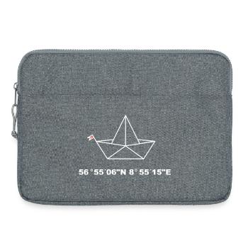 Folding Boat Coordinates Design , Ejerslev Havn - Laptop bag 15" - heather grey - Front