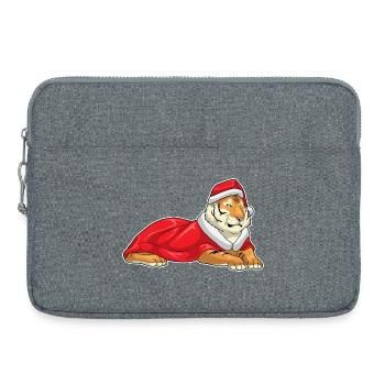 Chapeau de Père Noël tigre - Sacoche pour ordinateur portable 15 pouces - gris chiné - Devant
