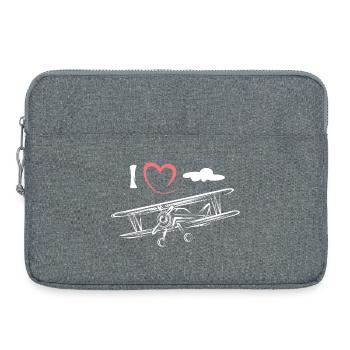 J’adore voler - avion d’époque dans le ciel - Sacoche pour ordinateur portable 15 pouces - gris chiné - Devant