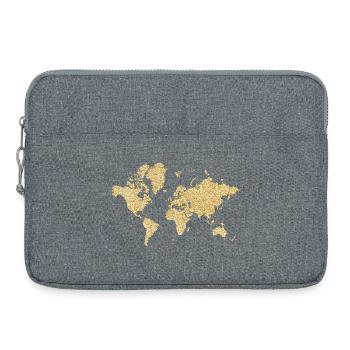 World Map Beige Floral Design - Laptop bag 15" - heather grey - Front