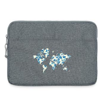 World Map Blue Flowers - Laptop bag 15" - heather grey - Front