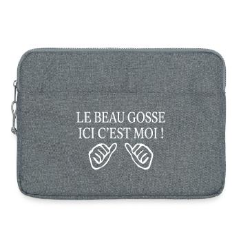 Beau gosse Cadeau humour personnalisé - Sacoche pour ordinateur portable 15 pouces - gris chiné - Devant
