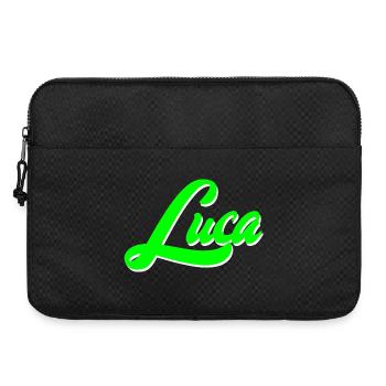 Luca Leuchtender Neon-Lettering Schriftzug - Laptoptasche 15" - Schwarz - Vorne