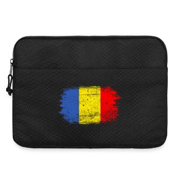 Rumänische Flagge mit Pinselstrich - Laptoptasche 15" - Schwarz - Vorne