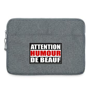 Attention humour de beauf - Sacoche pour ordinateur portable 15 pouces - gris chiné - Devant