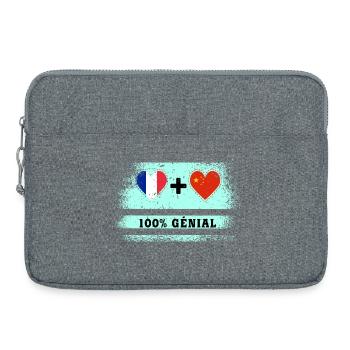 Drapeau France et Chine 100% génial - Sacoche pour ordinateur portable 15 pouces - gris chiné - Devant