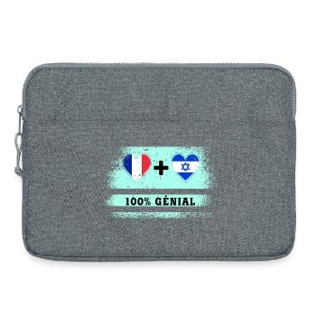 Drapeau France et Israël 100% génial - Sacoche pour ordinateur portable 15 pouces - gris chiné - Devant