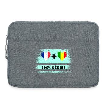 Drapeau France et Mali 100% génial - Sacoche pour ordinateur portable 15 pouces - gris chiné - Devant