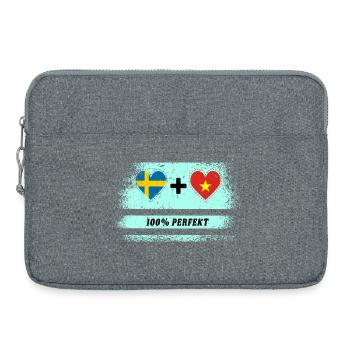 Vietnam et Suède 100% Parfait / Cadeau - Sacoche pour ordinateur portable 15 pouces - gris chiné - Devant
