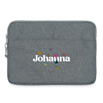 Beau prénom de fille avec des papillons JOHANNA - Sacoche pour ordinateur portable 15 pouces - gris chiné - Devant