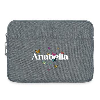 Beautiful girl's name with butterflies ANABELLA - Laptop bag 15" - heather grey - Front