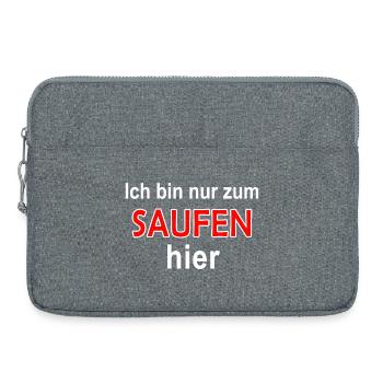 Saufen Hier Spruch Shirt - Laptoptasche 15" - Grau meliert - Vorne