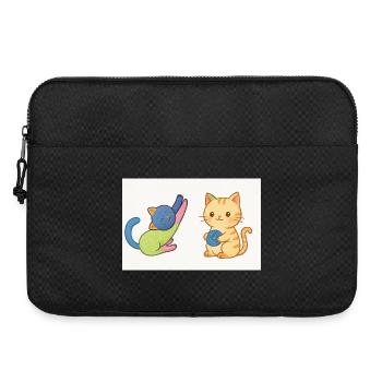 Verspieltes Duo aus Kätzchen und Garn - Laptoptasche 15" - Schwarz - Vorne
