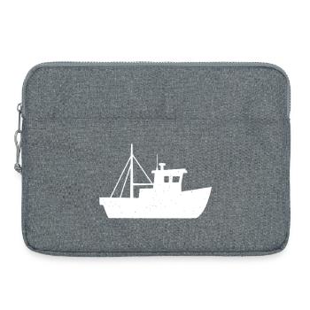 Fishing Cutter Boat North Sea Vector - Laptop bag 15" - heather grey - Front