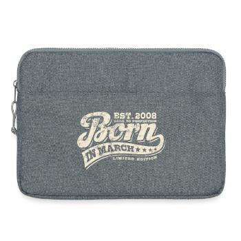 Born in March 2008 - Birthday - Gift - Laptop bag 15" - heather grey - Front