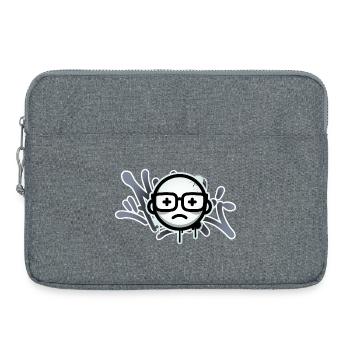 Trauriges Graffiti-Gesicht mit Brille - Laptoptasche 15" - Grau meliert - Vorne