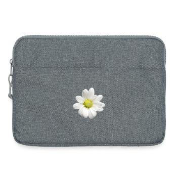 White Daisy Print - Gentle Flowers - Daisies - Laptop bag 15" - heather grey - Front