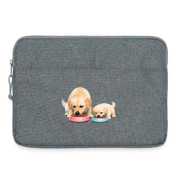 Maman mange des croquettes avec son bébé - Sacoche pour ordinateur portable 15 pouces - gris chiné - Devant