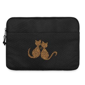 Léopard Léo Chaton Chats Amoureux D'amour - Sacoche pour ordinateur portable 15 pouces - noir - Devant
