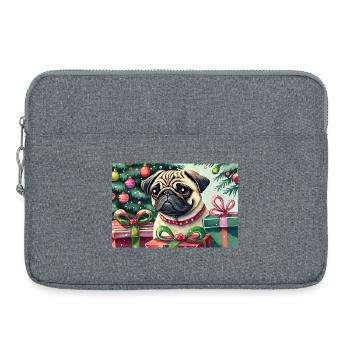 Mignon carlin de Noël avec des cadeaux - Sacoche pour ordinateur portable 15 pouces - gris chiné - Devant