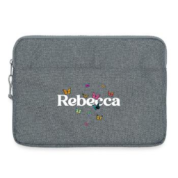 Schöner Mädchenname mit Schmetterlingen REBECCA - Laptoptasche 15" - Grau meliert - Vorne