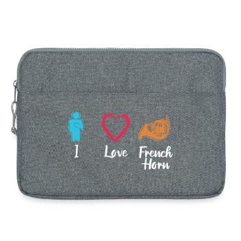 J’adore le cor français - Sacoche pour ordinateur portable 15 pouces - gris chiné - Devant