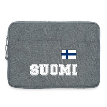 FINNLAND - SUOMI Trikot Look - Flagge auf Brust - Laptoptasche 15" - Grau meliert - Vorne