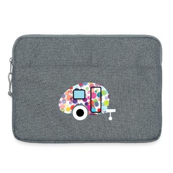Wohnwagen Caravan Camping Kleckse Outdoor bunt - Laptoptasche 15" - Grau meliert - Vorne