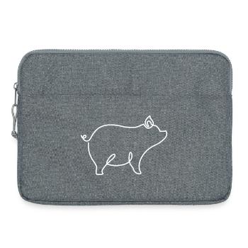 Dessin de cochon – symbole de bonheur et de nature - Sacoche pour ordinateur portable 15 pouces - gris chiné - Devant