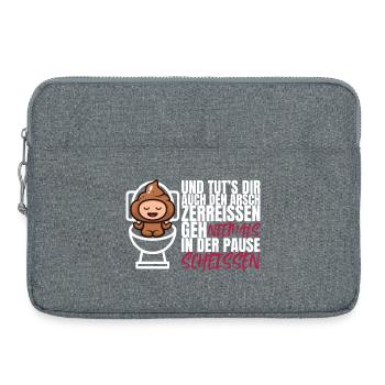 Never shit during the break – Funny saying - Laptop bag 15" - heather grey - Front