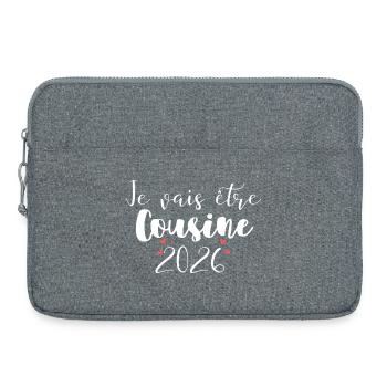 Ich werde eine Cousine 2026 Herz-Baby-Familie sein - Laptoptasche 15" - Grau meliert - Vorne