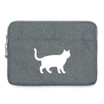 Weiße Katze Katzen Silhouetten Geschenk - Laptoptasche 15" - Grau meliert - Vorne
