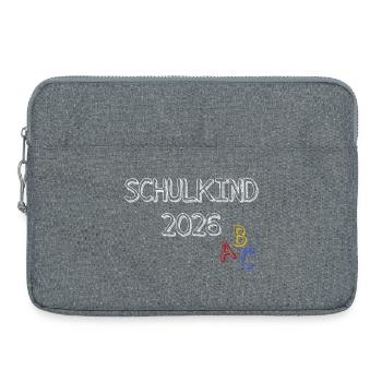 Schulkind 2026 Kreide-Design - Laptoptasche 15" - Grau meliert - Vorne