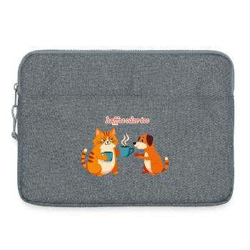 Kaffee oder Tee? Lustige Katze und Hund Bürohumor - Laptoptasche 15" - Grau meliert - Vorne