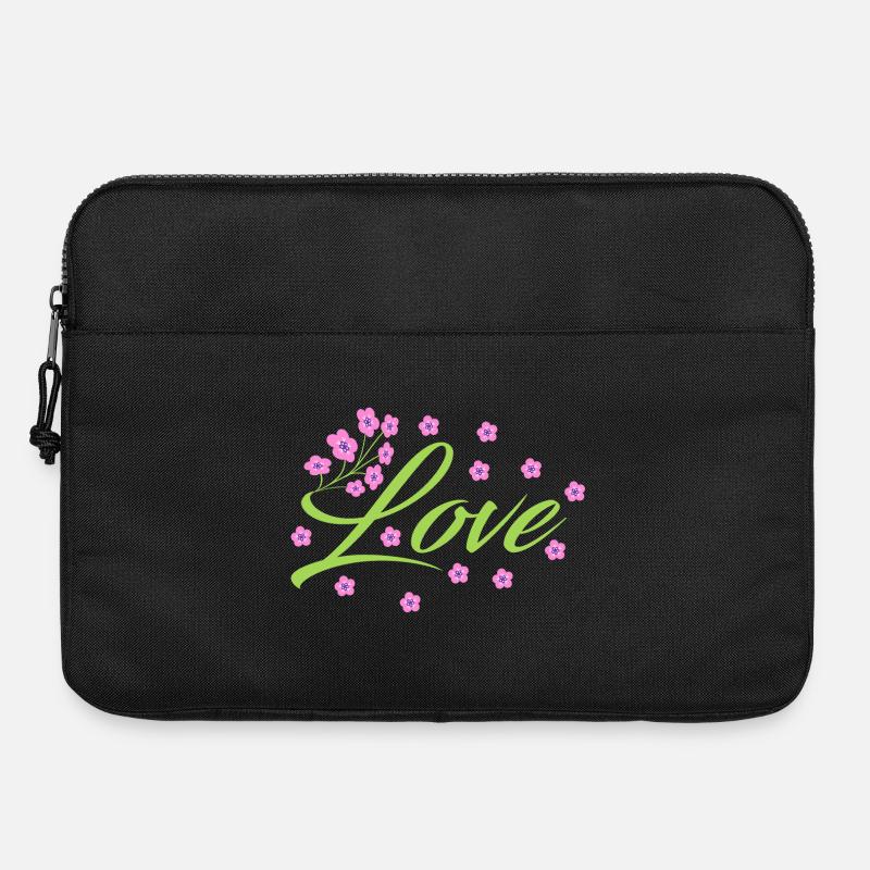 Amour - Fleurs - Sacoche pour ordinateur portable 15 pouces - noir