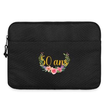 age anniversaire fleurs 50 ans - Sacoche pour ordinateur portable 15 pouces - noir - Devant