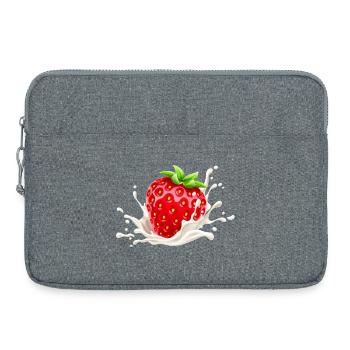 fraise, envie de fraise, fraisier - Sacoche pour ordinateur portable 15 pouces - gris chiné - Devant