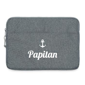 Papitän Funny Pun Capitaine Papa Ancre - Sacoche pour ordinateur portable 15 pouces - gris chiné - Devant
